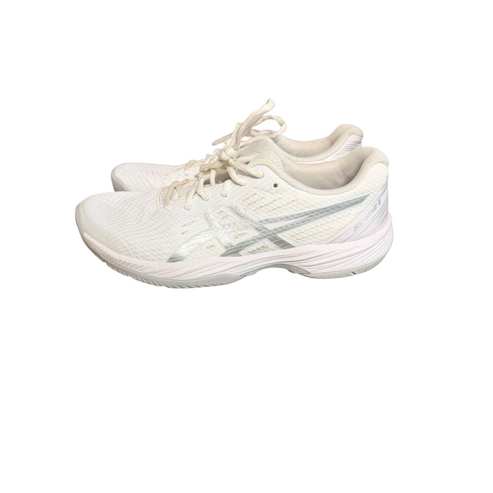 Asics Women's Gel-Game 9 Tennis Shoes White/Pure Silver Size 8 1/2